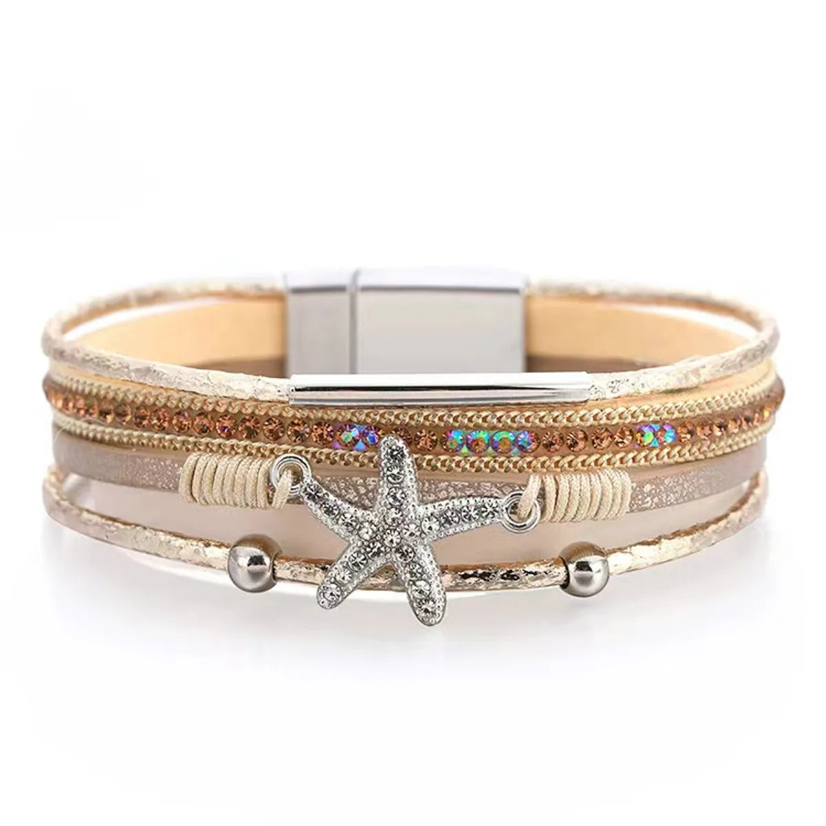 women’s luxury diamond bracelets-Marine Style Starfish Alloy Wholesale Bracelets