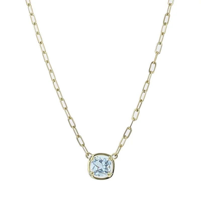 women’s evening necklaces-Aquamarine Pendant Necklace