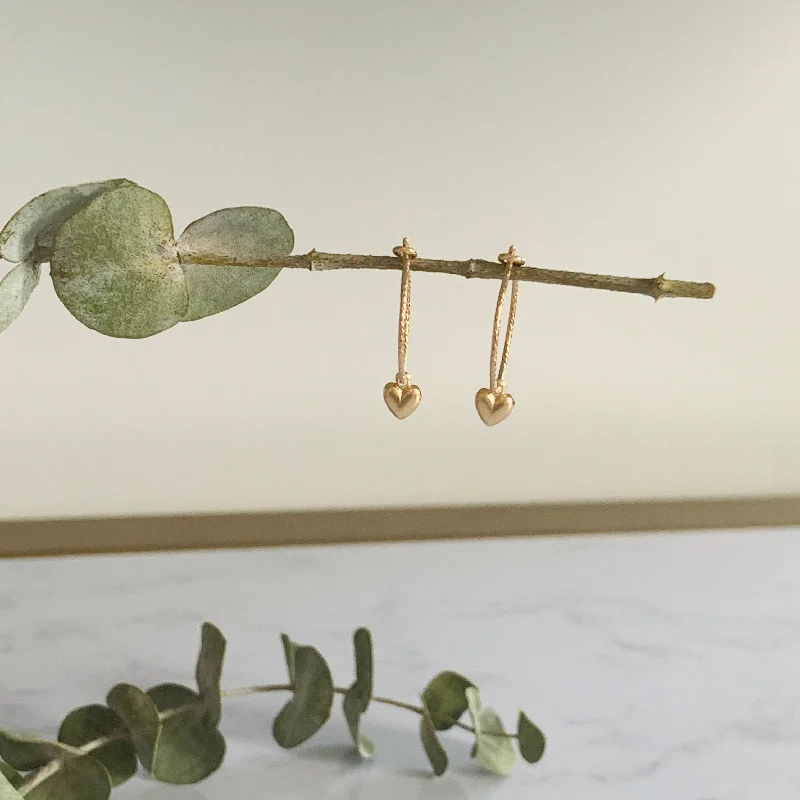 women’s gold stud earrings-Gold Heart Hoops