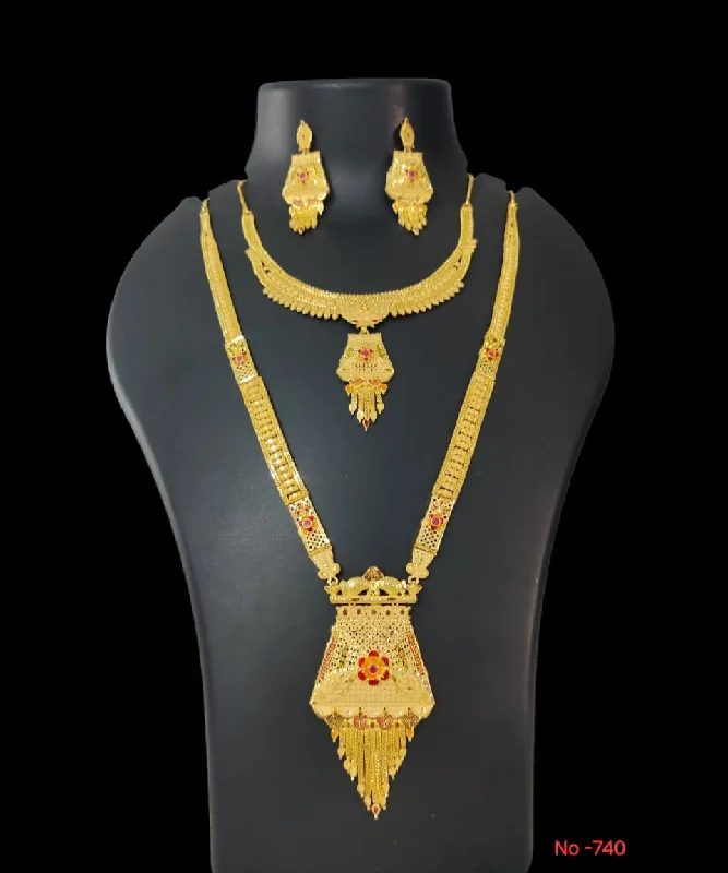 women’s layered necklaces-Pari Art Jewellery Forming Gold Necklace Combo