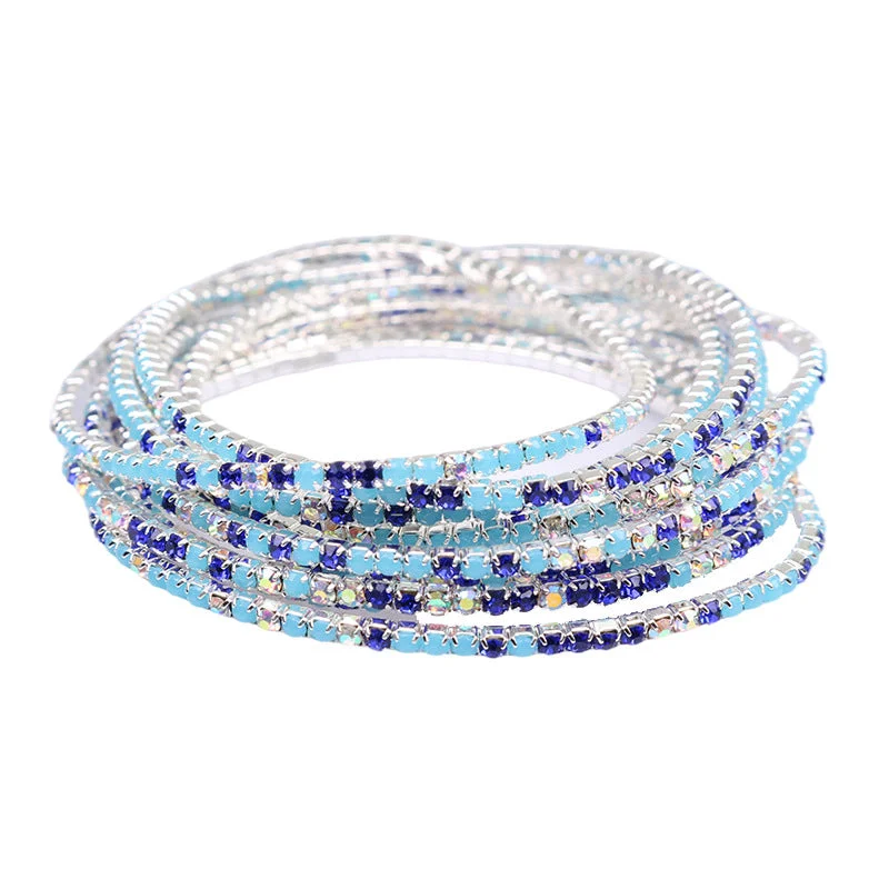 23 Blue Acrylic Mixed Rhinestone (Silver)