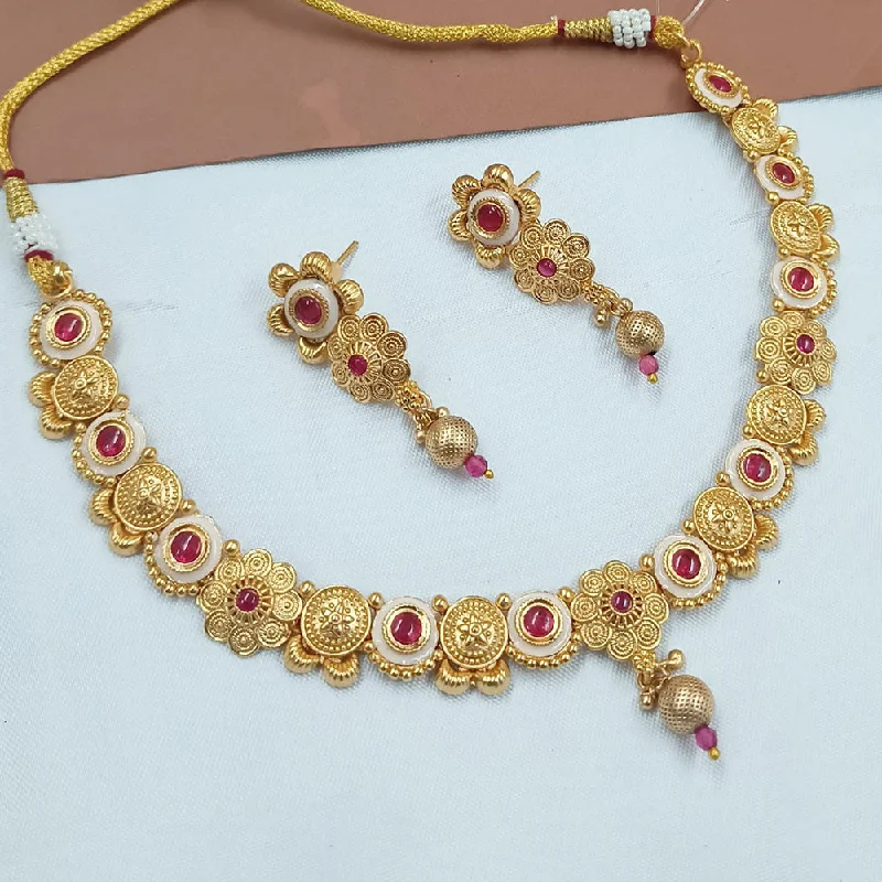 women’s infinity necklaces-Padmawati Bangles Gold Plated Pota Stone And Meenakari Necklace Set