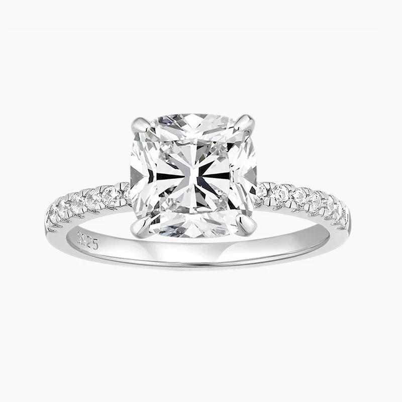 women’s luxury engagement rings-2CT Cushion Cut Cubic Zironia Wedding Ring in Sterling Silver