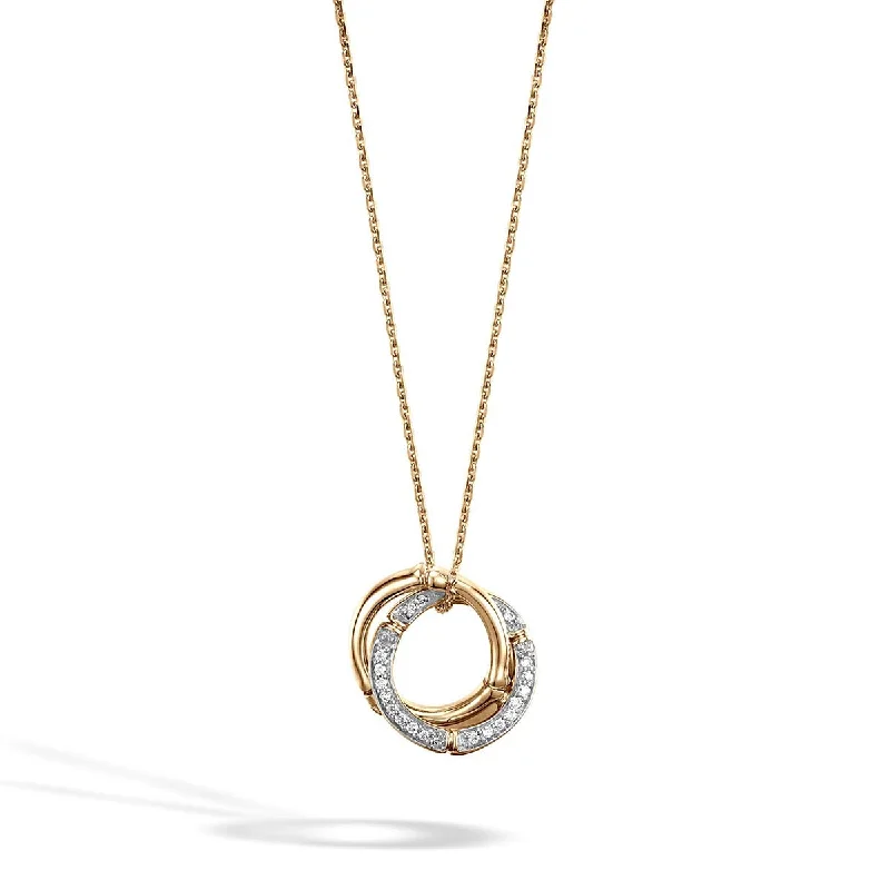 women’s stylish gold necklaces-Bamboo Collection Pendant Necklace with Diamonds