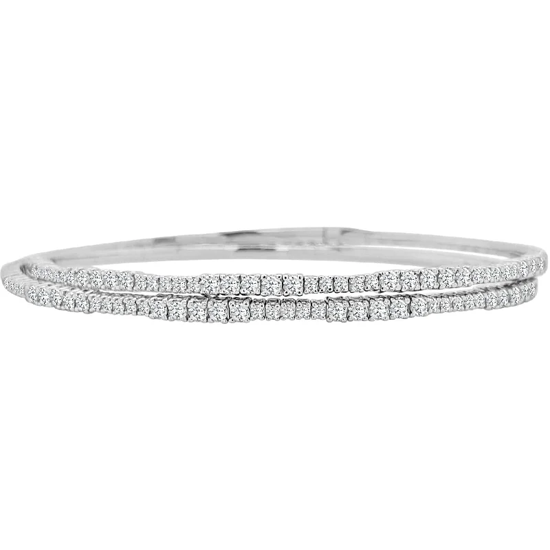 women’s tennis bracelets-18K White Gold Diamond Layered Flexi Bracelet