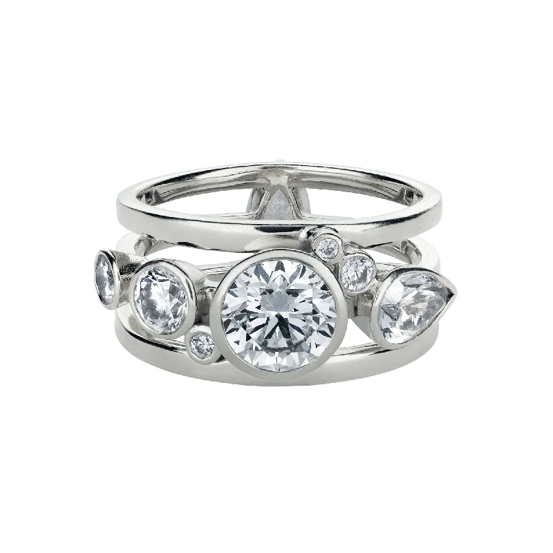 women’s rings-High Five 18K Whitegold Ring w. Diamonds