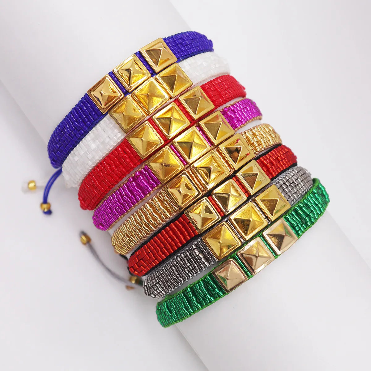 women’s romantic bracelets-Streetwear Square Alloy Glass Wholesale Drawstring Bracelets