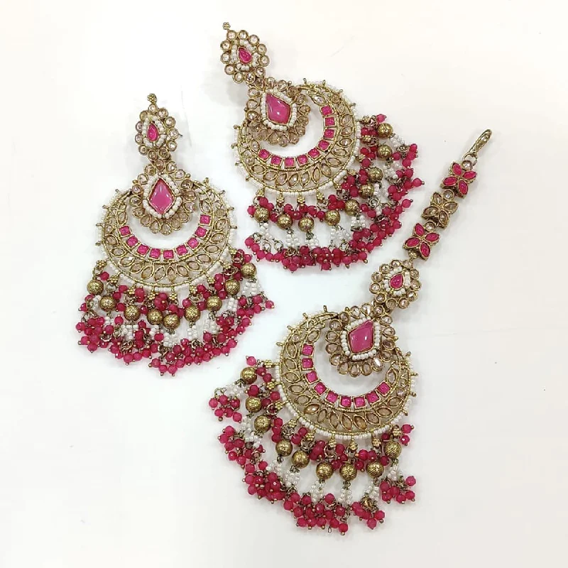 women’s pearl earrings-Pooja Bangles Silver Plated Crystal And Pearl Jhumki With Maangtikka