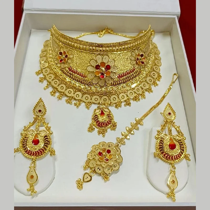 women’s colorful necklaces-Pari Art Jewellery Forming Gold Necklace Set