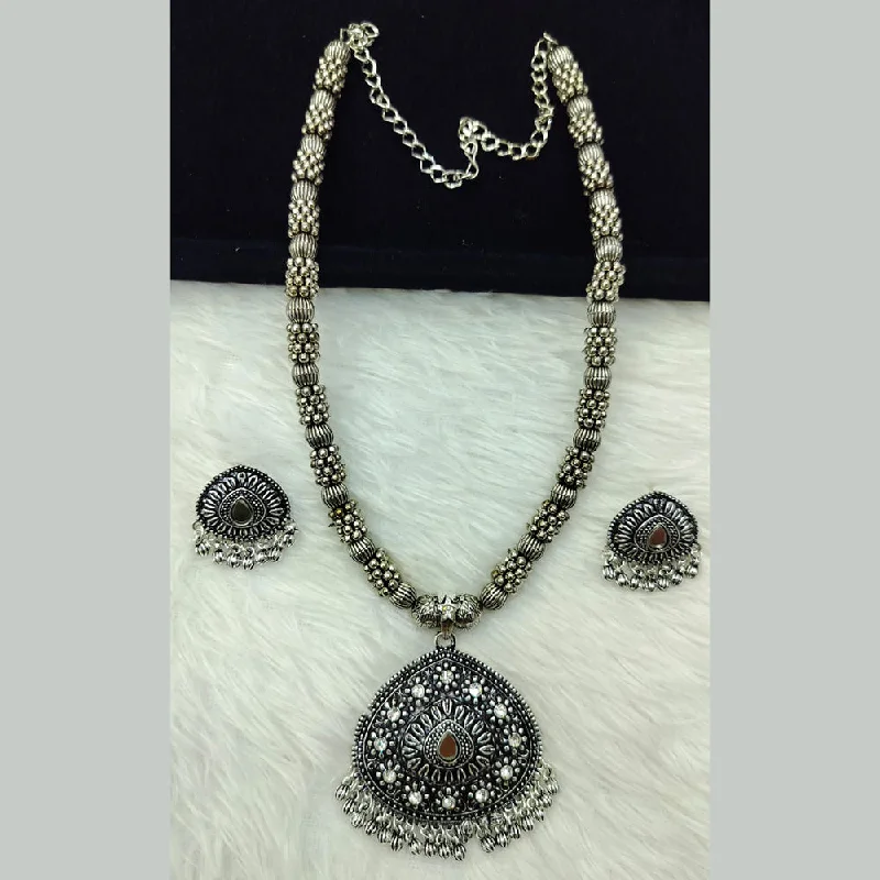 women’s adjustable necklaces-Manisha Jewellery Oxidised Plated Austrian Stone Necklace Set