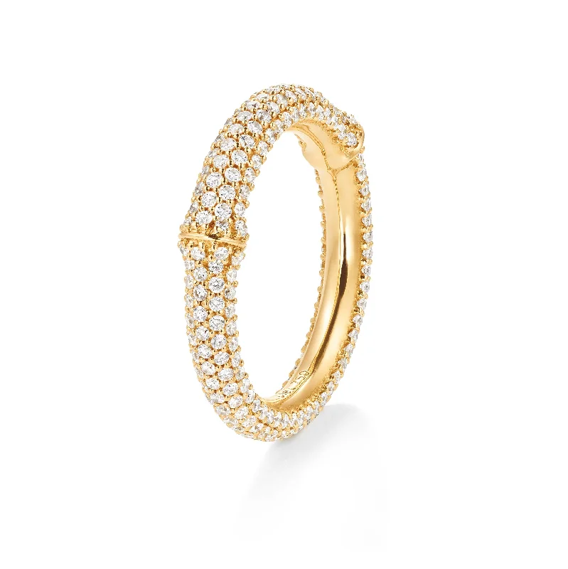 women’s white gold rings-Nature Pavé 18K Gold Ring w. Diamonds