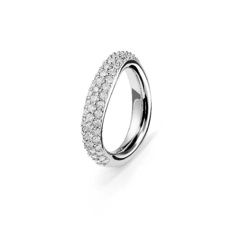 women’s affordable rings-Love 5 Pavé 18K Whitegold Ring w. Diamonds