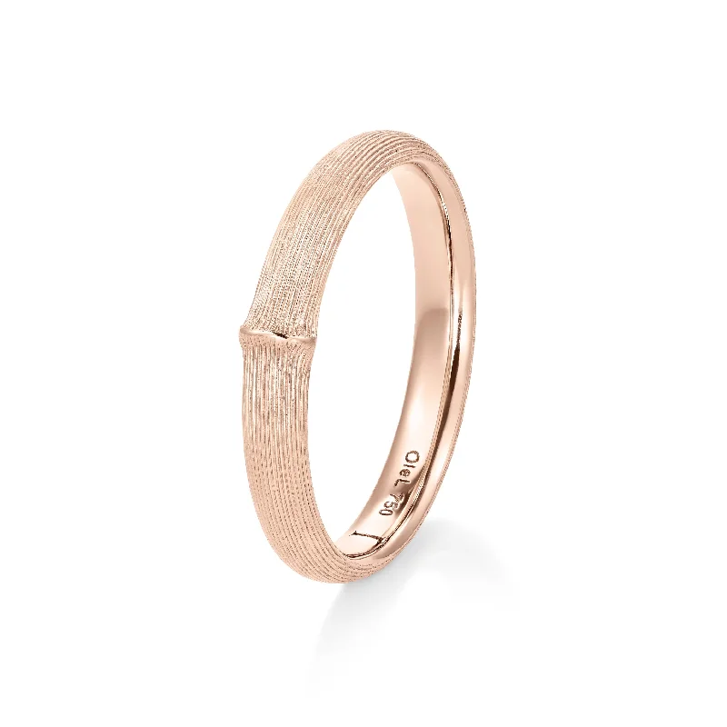 women’s flower rings-Small Nature Mens 18K Rosegold Ring