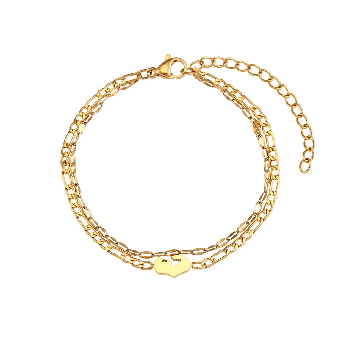 Lip Chain Figaro Double-Layer Baby Bracelet-Gold