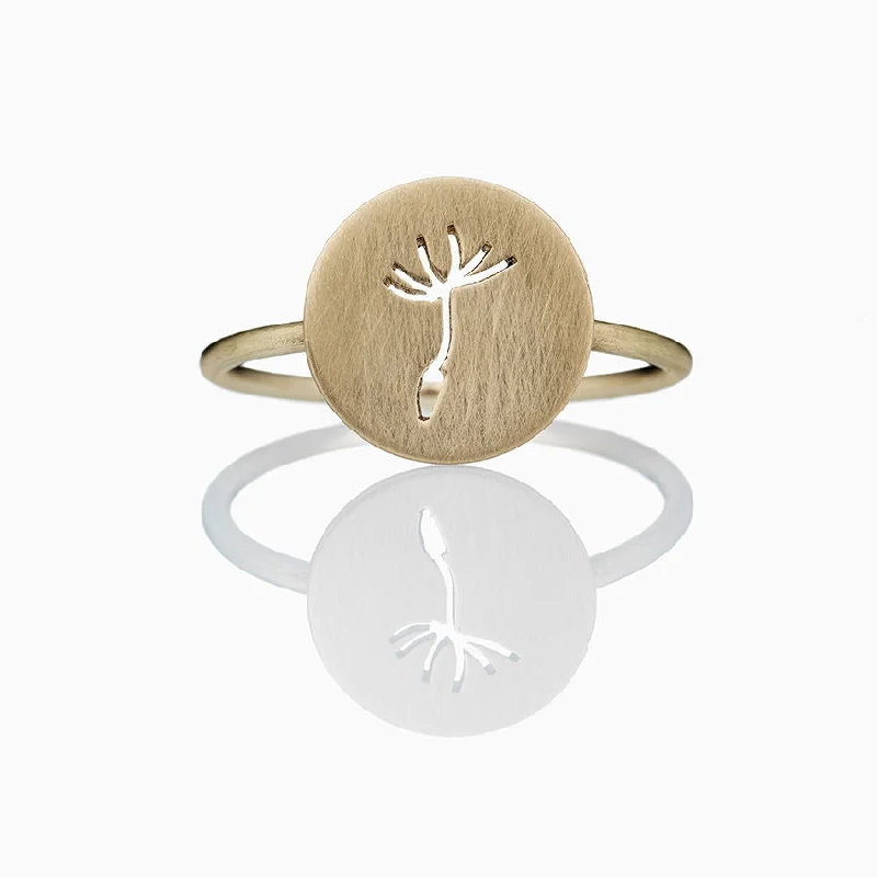 women’s luxury rings-Dandelion Round 14K Gold Ring