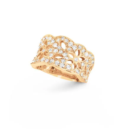 women’s eternity rings-Medium Lace Pavé 18K Gold Ring w. Diamonds