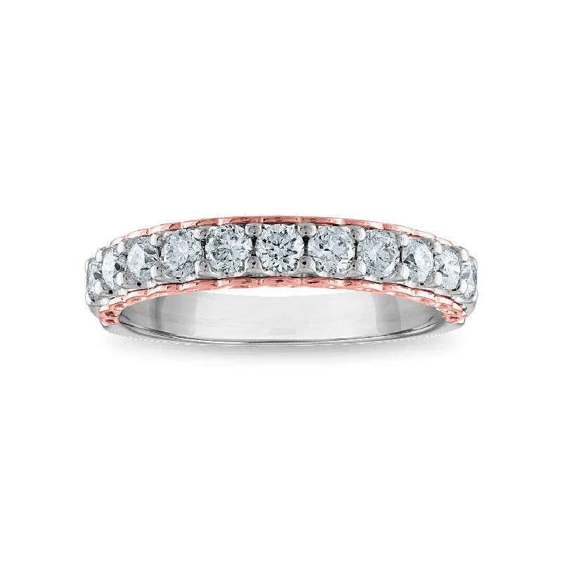 women’s platinum diamond engagement rings-EcoLove 3/4 CTW Lab Grown Diamond Wedding Ring in 14KT White and Rose Gold