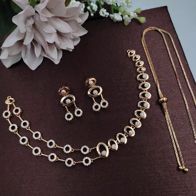 women’s evening necklaces-Aamrapali Gold Plated Austrian Stone Necklace Set