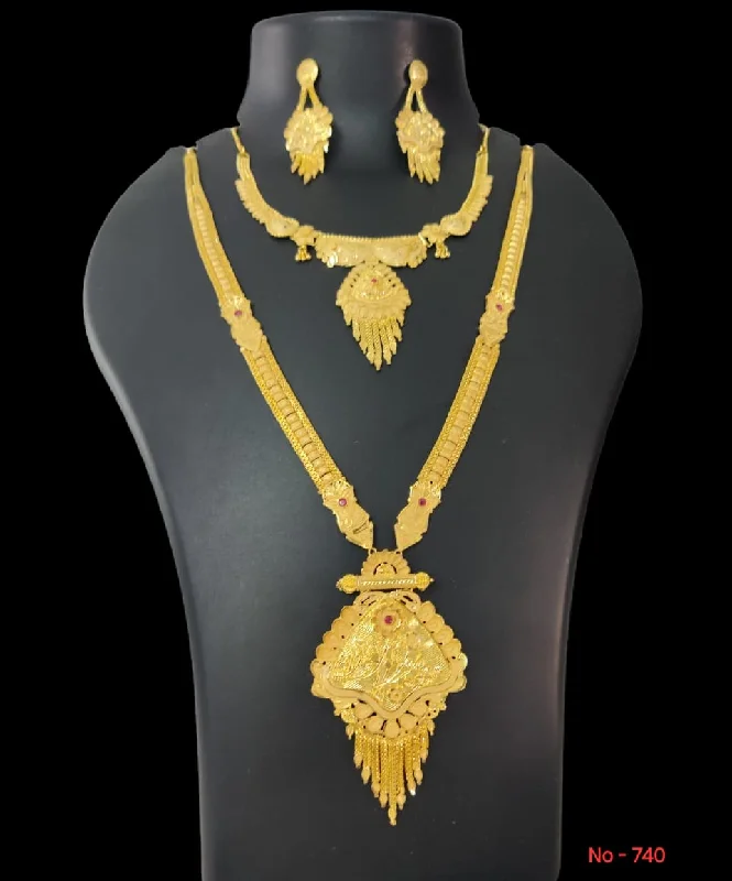 women’s long necklaces-Pari Art Jewellery Forming Gold Necklace Combo