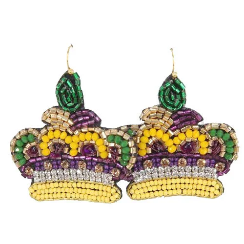 women’s pearl drop earrings-Mardi Gras Crown Earring