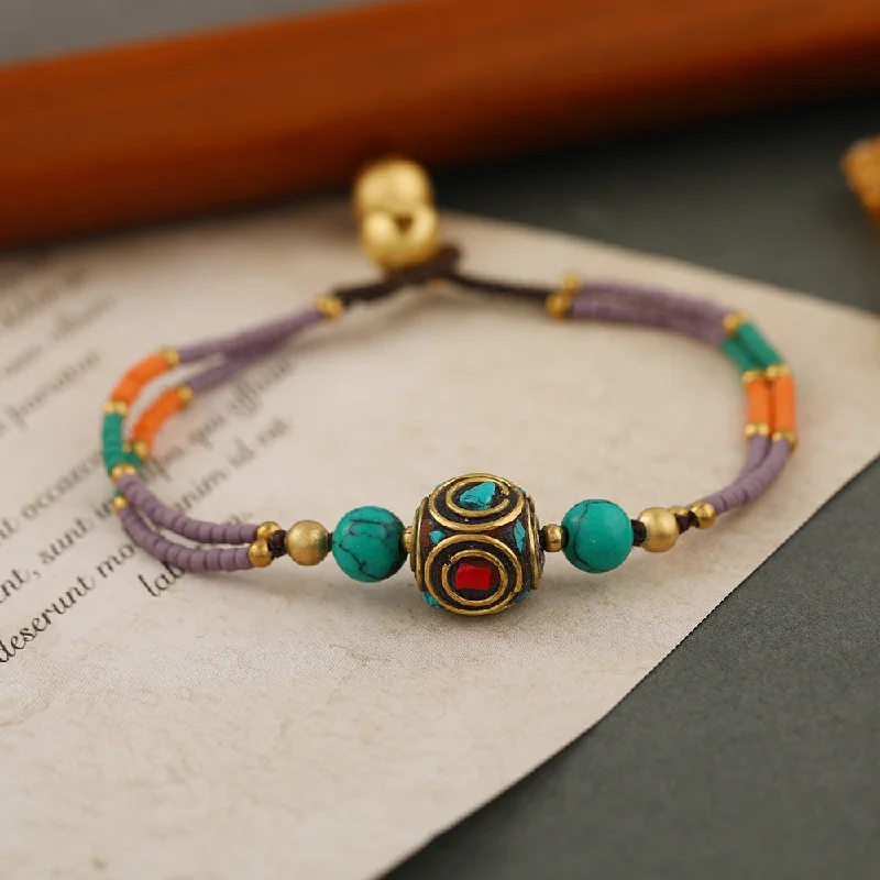 18 #-Nepal Purple Orange Bracelet