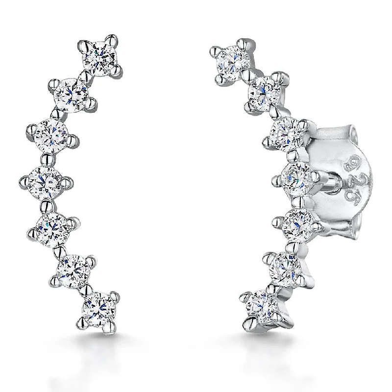 women’s bridal earrings-Jools Sterling Silver Cubic Zirconia Ear Climbers