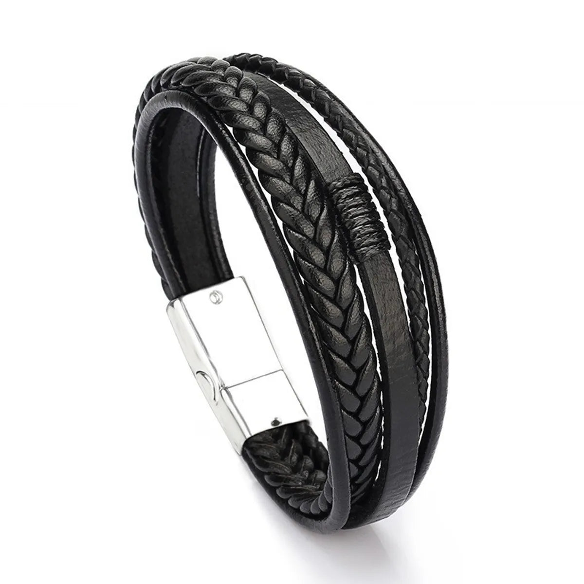 Black Leather Silver Buckle 19cm