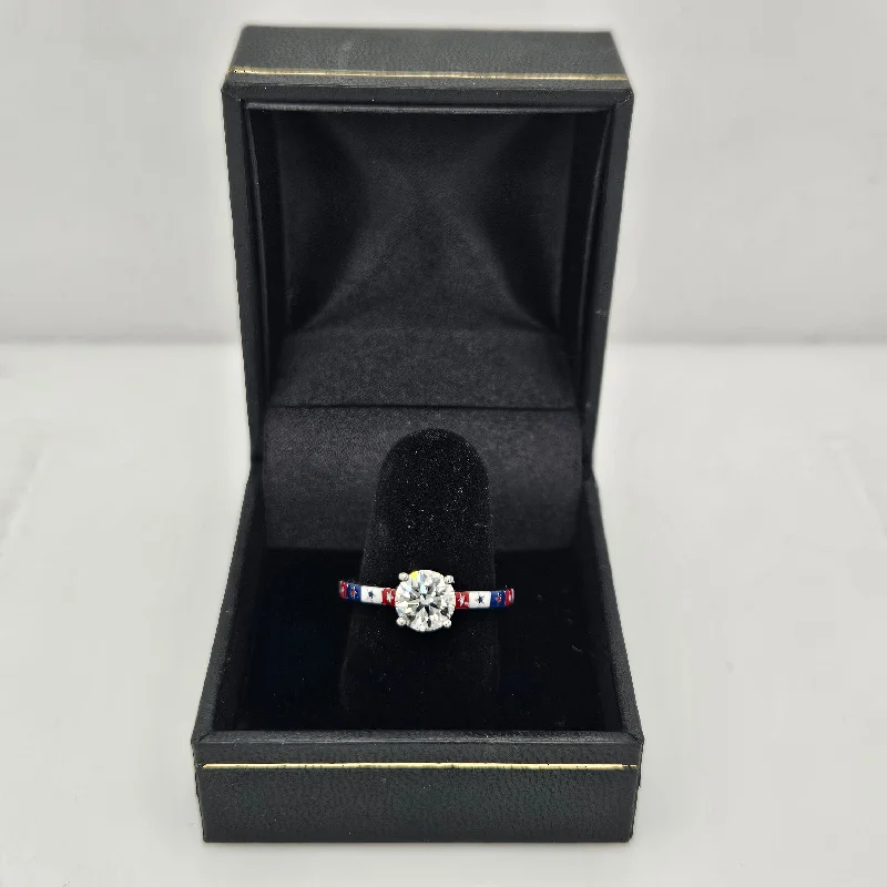 women’s stackable engagement rings-Ladies Stars & Stripes Diamond Wedding Ring