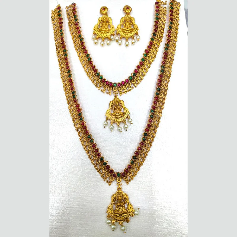 women’s handcrafted necklaces-Manisha Jewellery Gold Plated Double Traditional Necklace Set