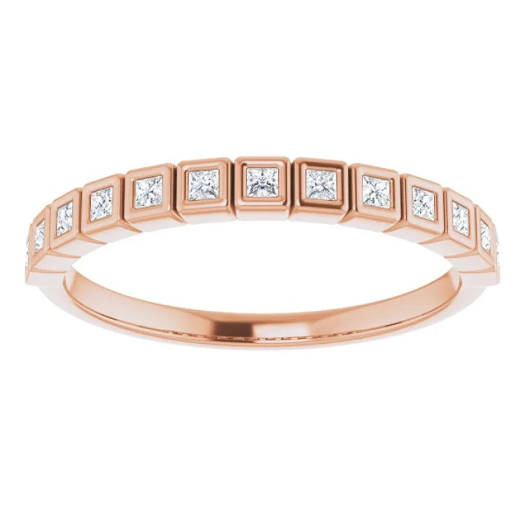 women’s yellow gold rings-14K Rose 1/6 CTW Natural Diamond Anniversary Band