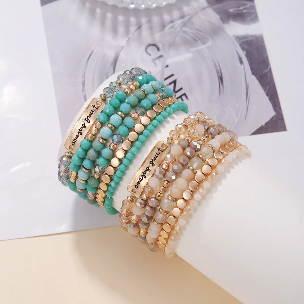 women’s fashionable bangles-Bohemian Geometric Artificial Crystal Beaded Women's Bracelets