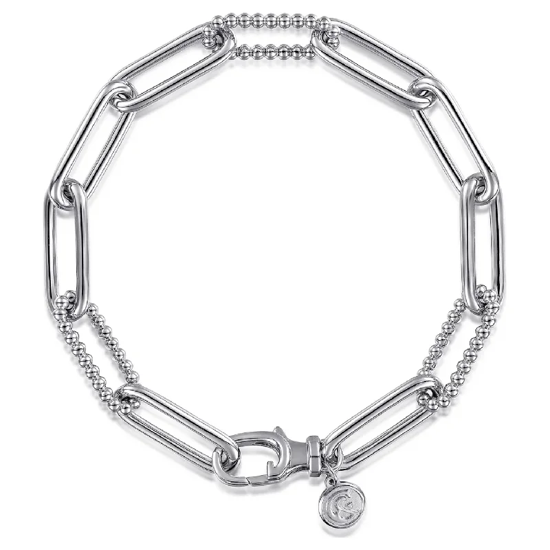 women’s infinity charm bracelets-Gabriel Sterling Silver Bujukan Link Bracelect