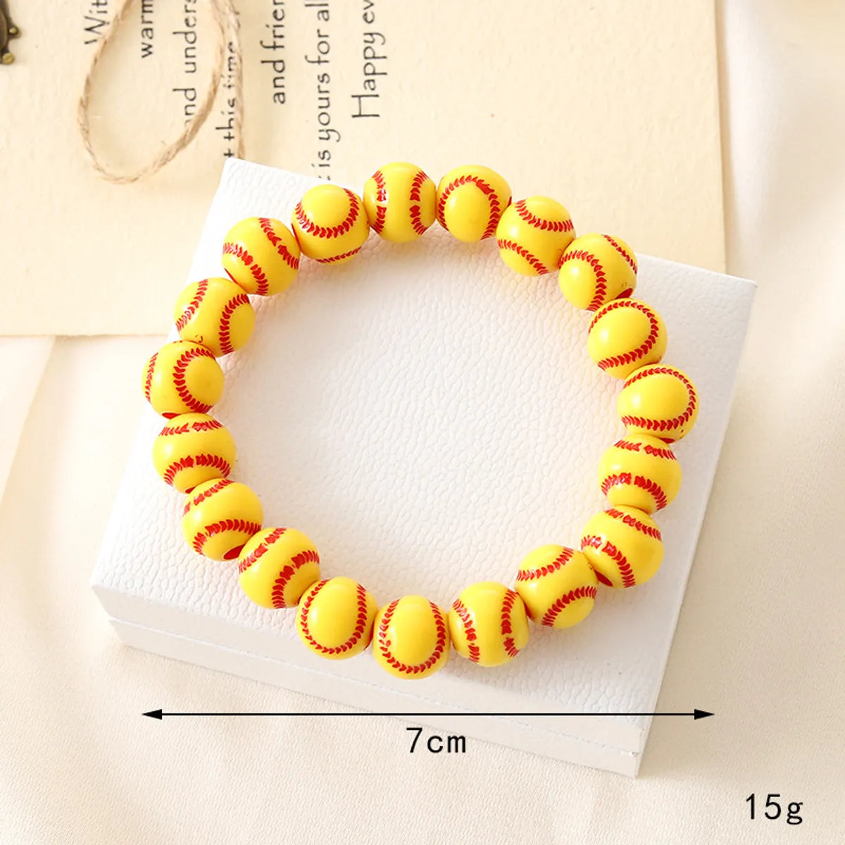 K3523 Yellow Baseball Beaded Bracelet