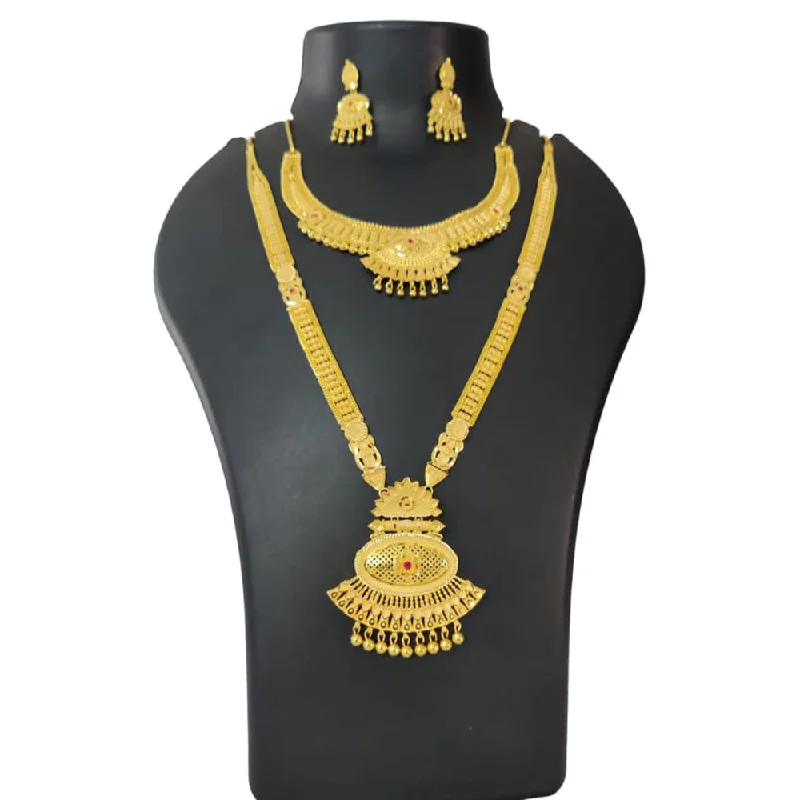 women’s engraved necklaces-Pari Art Jewellery Forming Gold Necklace Combo