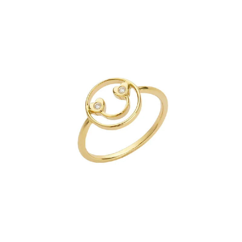 women’s textured rings-PETIT Jen 14K Gold Ring w. Diamond