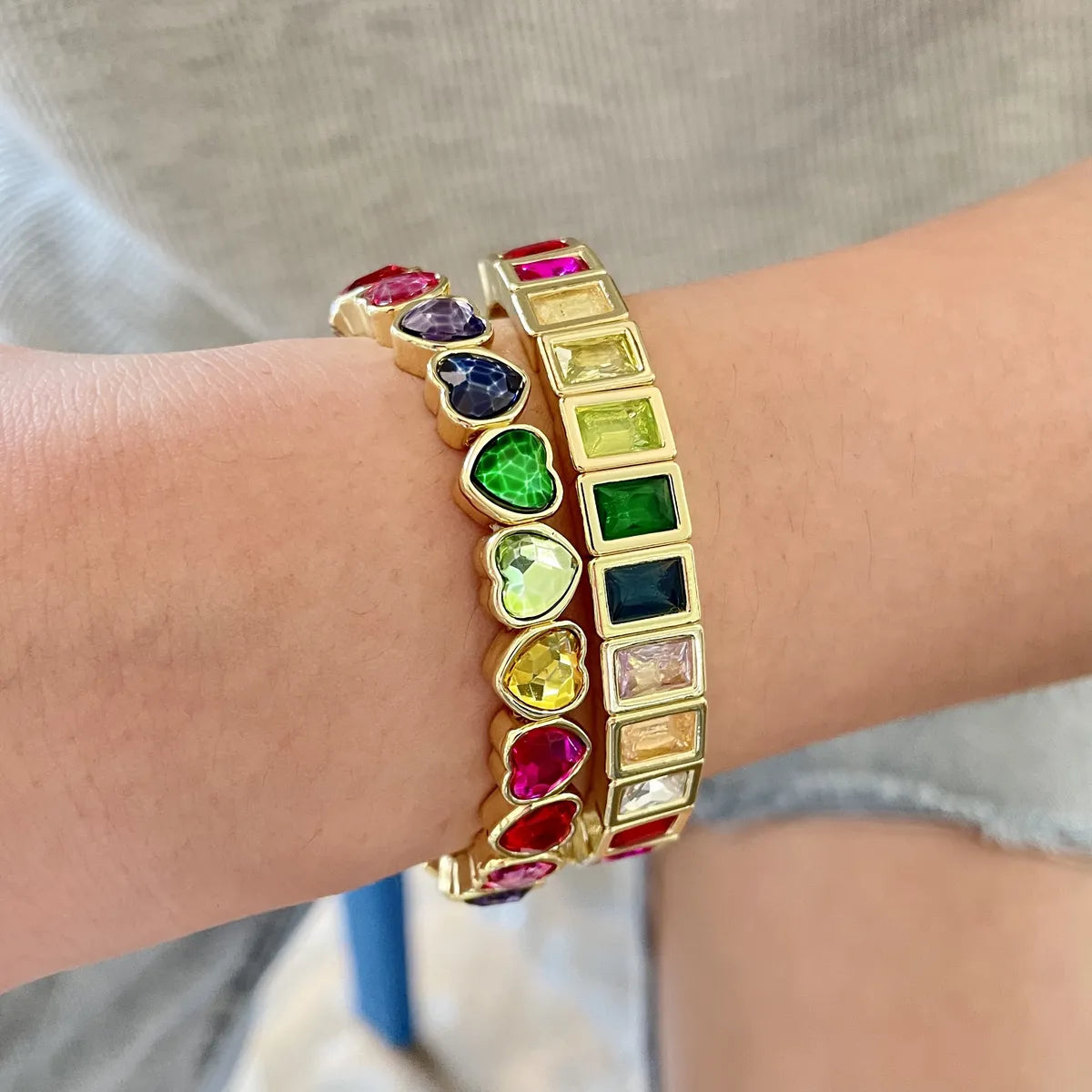 women’s infinity bracelets-Ethnic Style Colorful Square Heart Shape Alloy Enamel Wholesale Bracelets