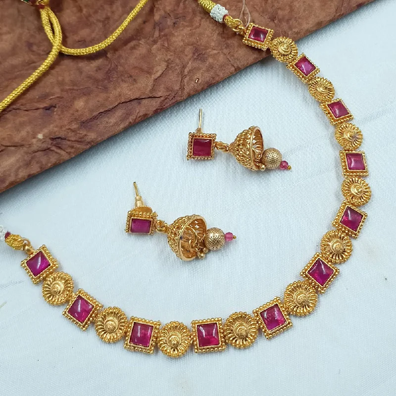 women’s luxury necklaces-Padmawati Bangles Gold Plated Pota Stone Necklace Set