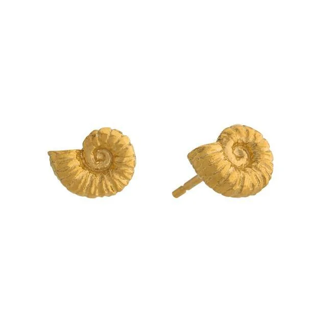 women’s eco-friendly earrings-Alex Monroe Ammonite Shell Studs