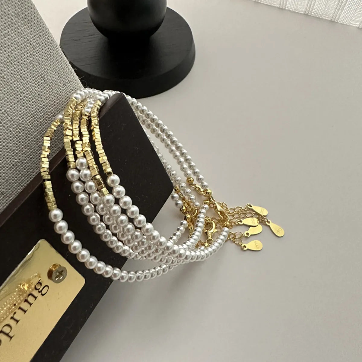 women’s elegant bangles-Retro Round Sterling Silver Beaded Bracelets