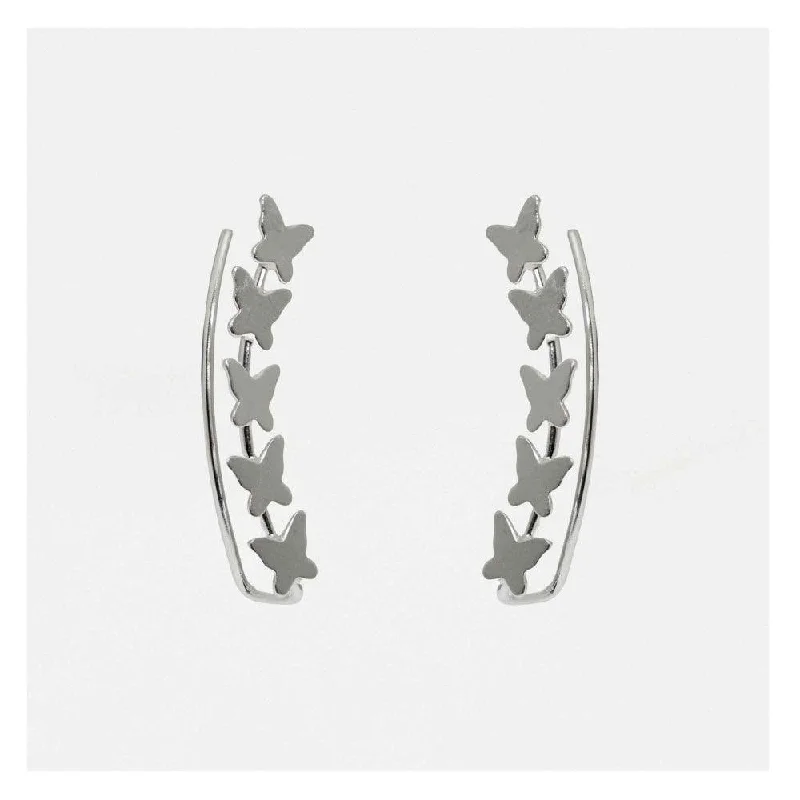 women’s trendy earrings-Kingsley Ryan Sterling Silver Butterfly Ear Crawlers