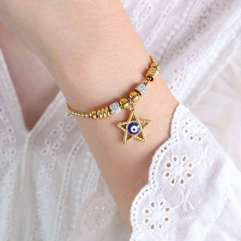 E455-Blue Drop Oil Gold Bracelet