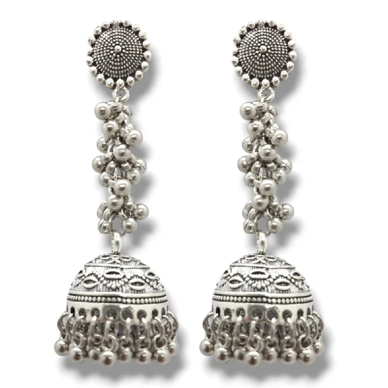 women’s large earrings-Bajana Lifestyle Oxidised Long Fancy Earing For Women