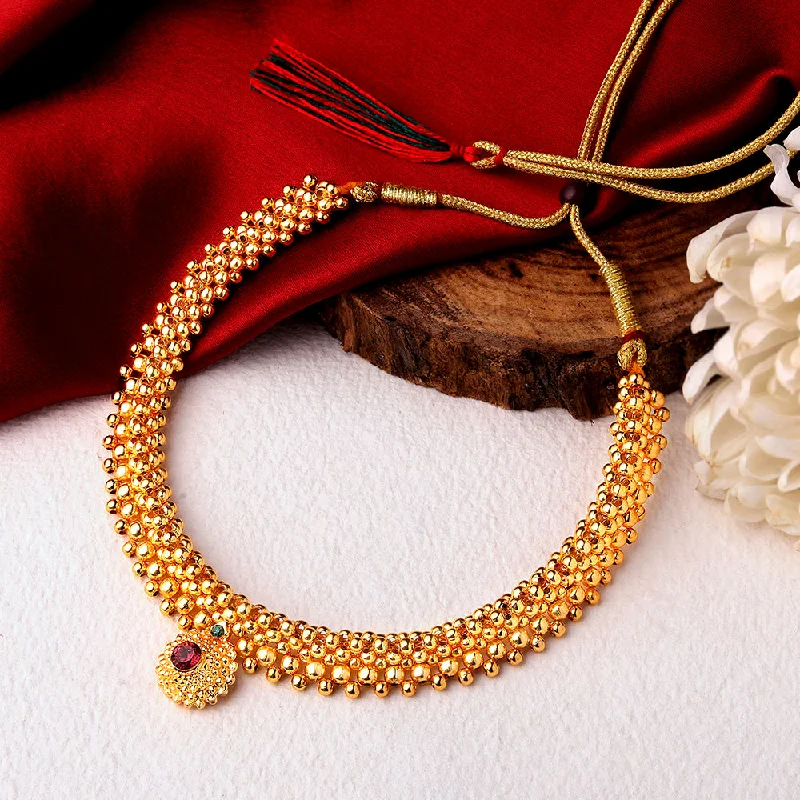 women’s crystal pendant necklaces-Shrishti Fashion Beautiful Gold Plated Necklace For Women