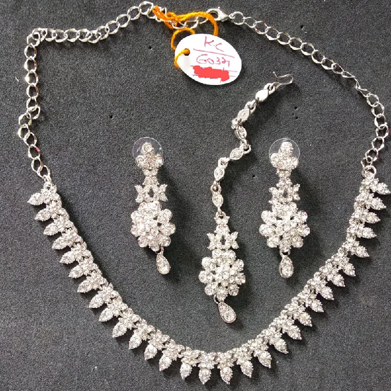 women’s elegant chain necklaces-Devnath Art Silver Plated Austrian Stone Necklace Set