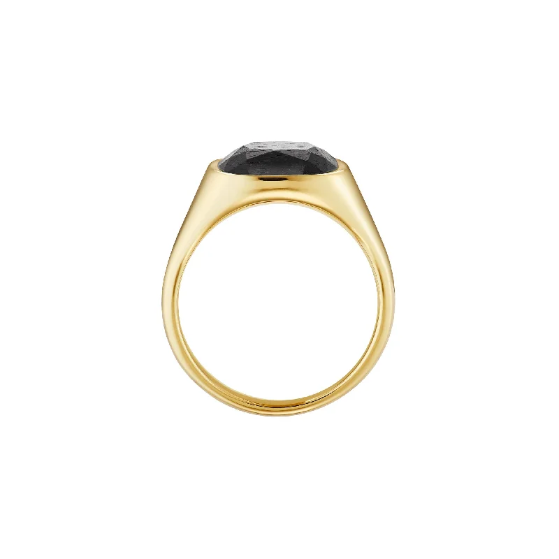 women’s heart-shaped gemstone rings-Brethren 18K Gold Ring w. Mpingo