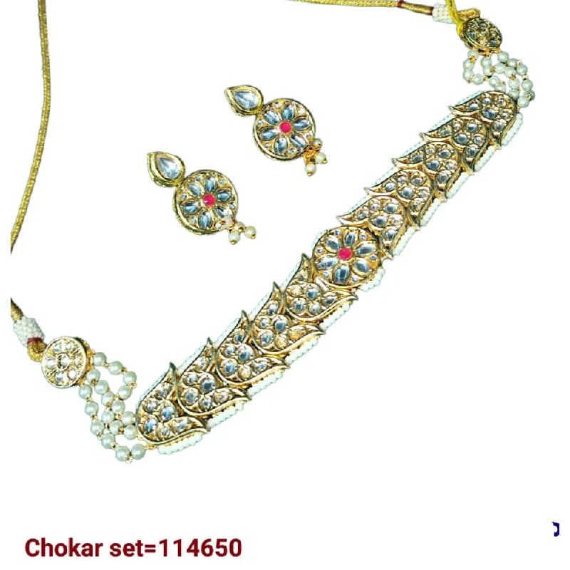 women’s gemstone choker necklaces-Padmawati Bangles Kundan Stone Gold Plated Necklace Set