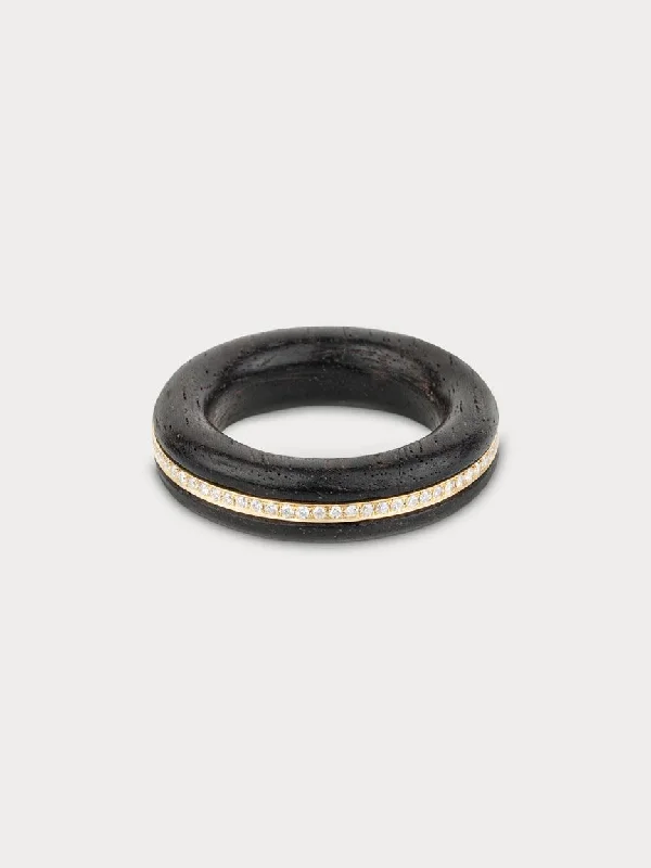 women’s ring sets-Ebony Linings Ring (Made to Order)