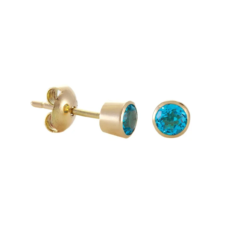 women’s sparkling earrings-Simon Alexander 9ct Gold Blue Topaz Round Studs