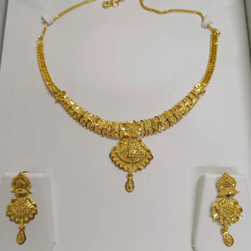 women’s sparkling necklaces-Pari Art Jewellery Forming Gold Necklace Set