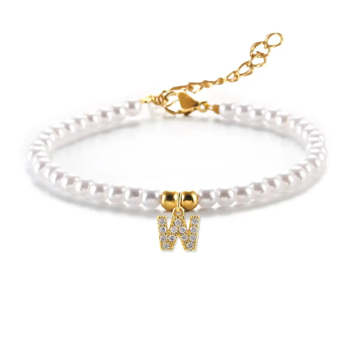 Pearl Bracelet Letter W